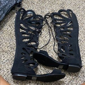 Black gladiator sandals